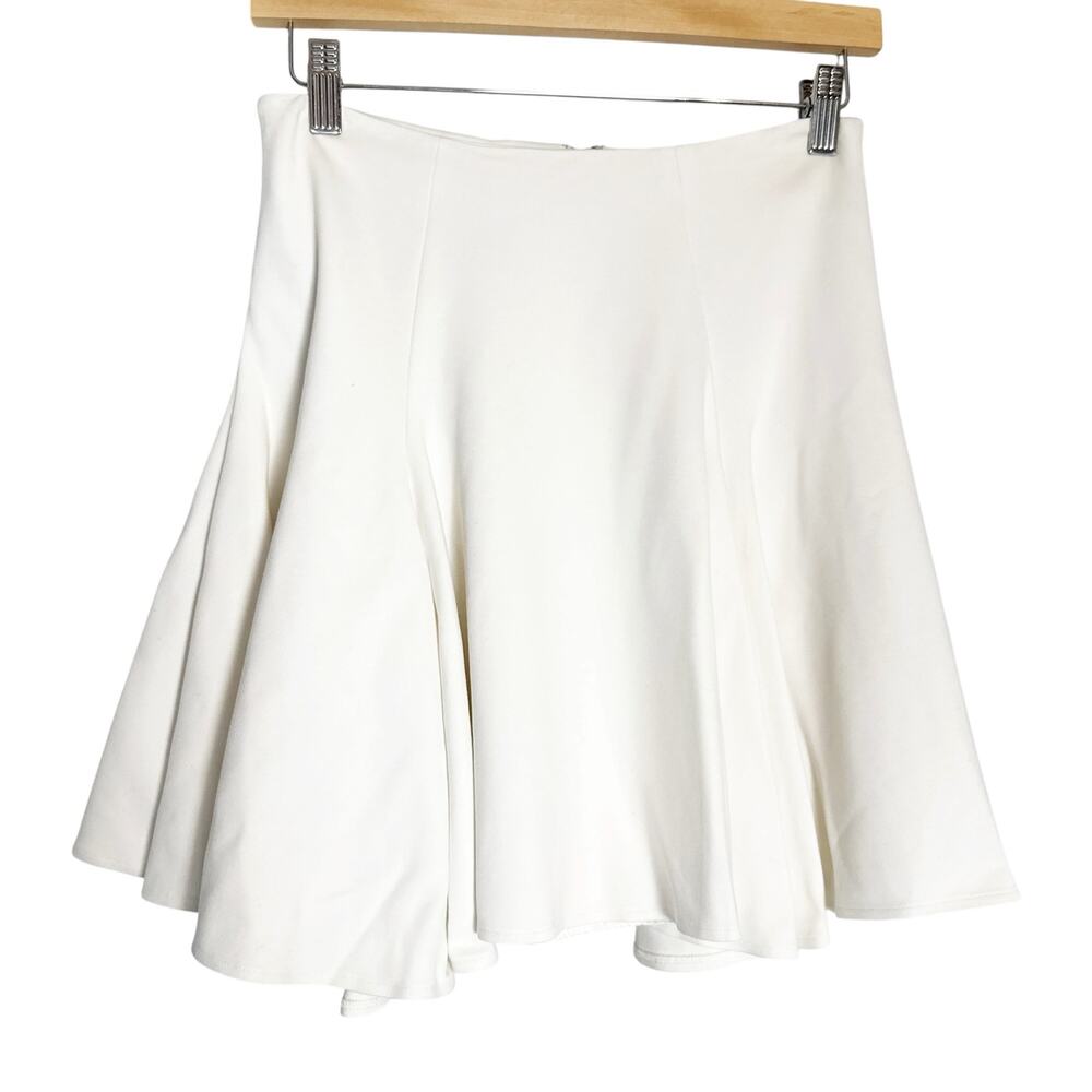 Cushnie Et Ochs Solid White A-Line Flared Preppy Mini Skirt Size 2